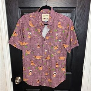 RSVLTS Pixar’s Up Doug character Themed Purple Button Down Shirt